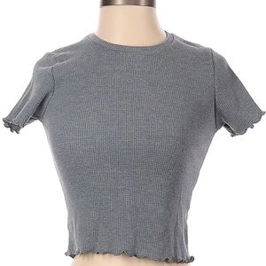 Wild Fable Short Sleeve Top Gray Solid Crew Neck Crop Top